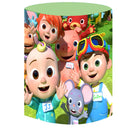 Toile de fond ronde personnalisée pour famille de melon, cercle d'animaux arc-en-ciel, décor de Studio Photo d'anniversaire pour garçon ou fille, couvertures de plinthe cylindrique 