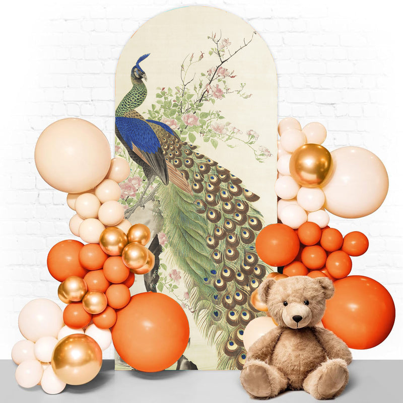 Customize Peacock Photo Background Girls Birthday Arch Chiara Theme Backgrounds Double Side Elastic Covers