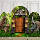 Customize Size Photo Background Jurassic Park World Dinosaur Birthday Party Cover Theme Arch Background Double Side Elastic Covers