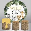 Fondo redondo cubierta bosque jungla Safari bebé salvaje un fondo con foto para cumpleaños Baby Shower círculo fondos elásticos 