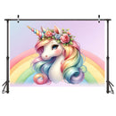 Customize Rainbow Unicorn Photo Backdrop Birthday Party Photography Backgrounds Banners