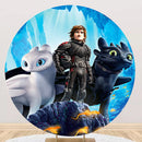 Customize How to Train Your Dragon Round Backdrop Boys Photo Birthday Circle Background Cylinder Plinth Covers