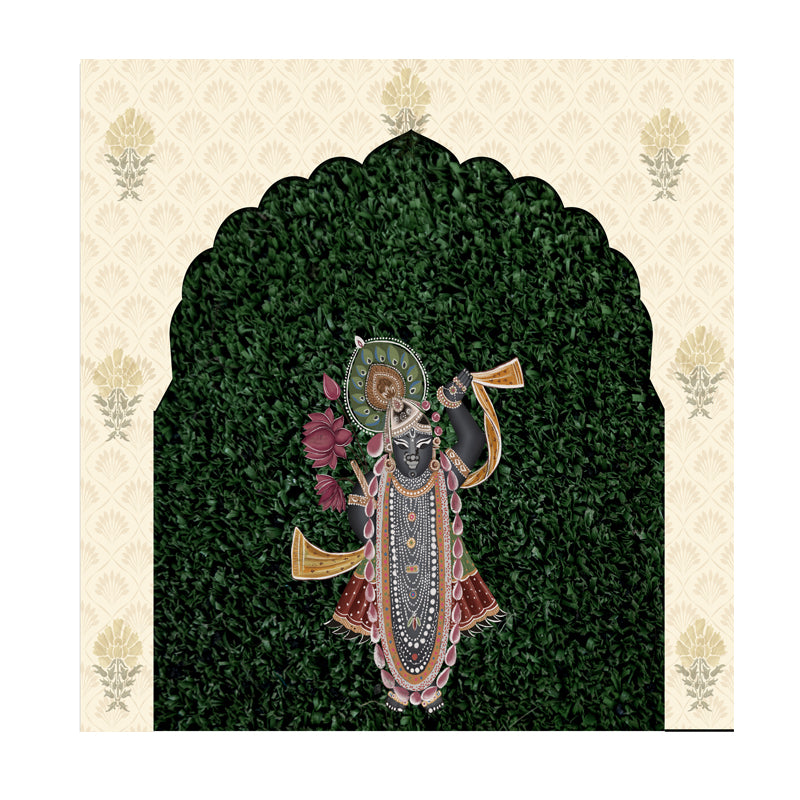 Customize Size Shri Nathji Photo Backdrop Cover Lord Krishna Square Double Side Elastic Cover