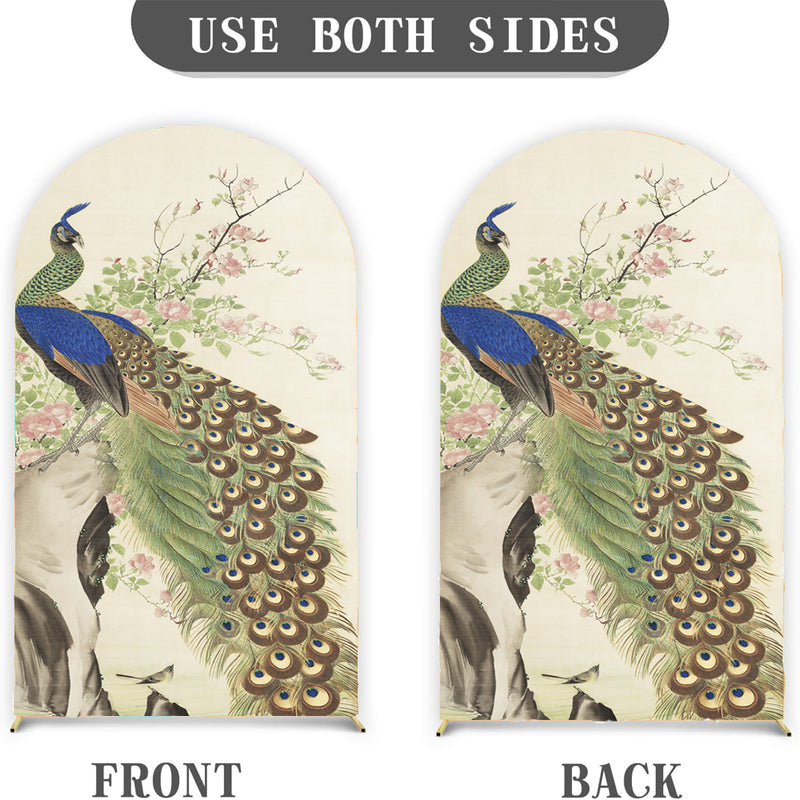 Customize Peacock Photo Background Girls Birthday Arch Chiara Theme Backgrounds Double Side Elastic Covers