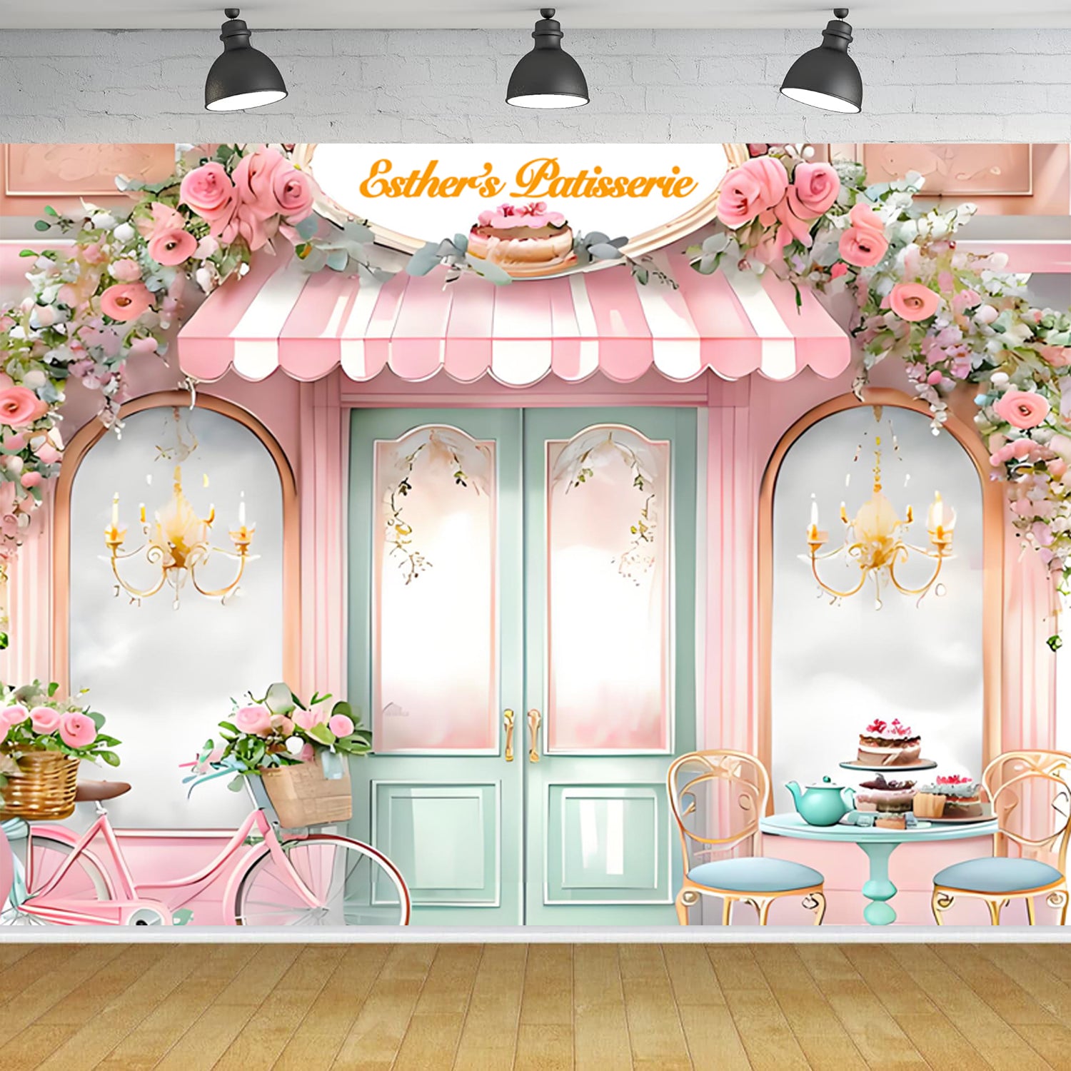 Custom Pink Flowers Photo Background Banner Store Party Photography Backdrop