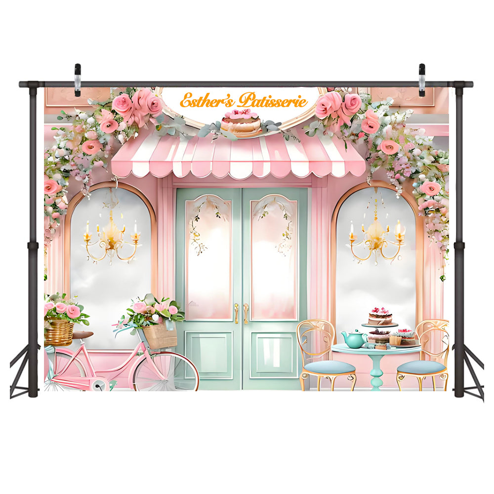 Custom Pink Flowers Photo Background Banner Store Party Photography Backdrop