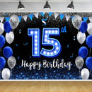 Custom 15th Happy Birthday Background Banner Balloons Party Photography Backdrop