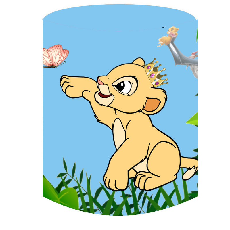 Customize The Lion King Round Backdrop Kids Birthday Circle Background Cylinder Plinth Covers