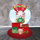 Customize Merry Christmas Circle Round Backdrop Winter Snow Party Background Birthday Decorations Cylinder Plinth Pillar Covers