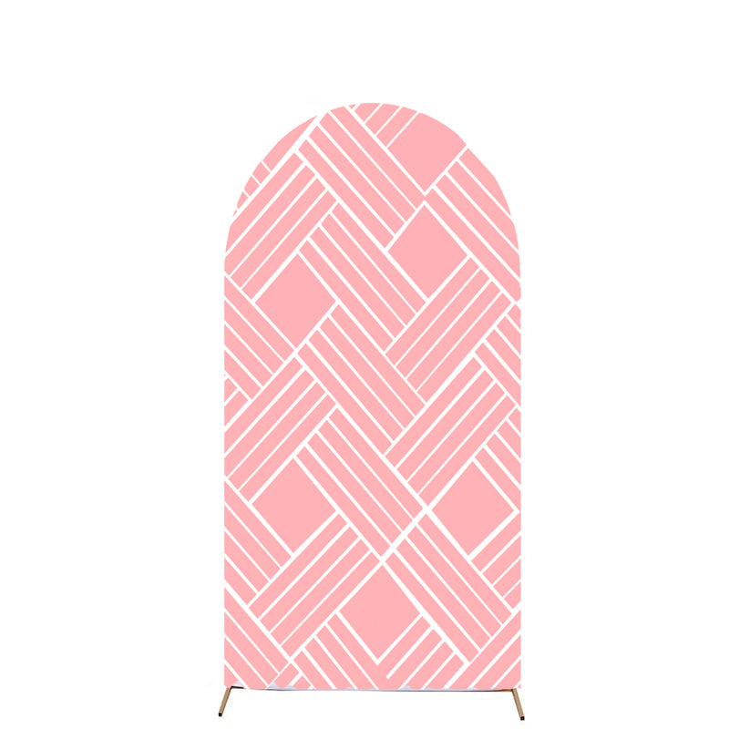 Customize Size Pink and White Pattern Photo Background Cover Arch Chiara Theme Background Double Side Elastic Covers