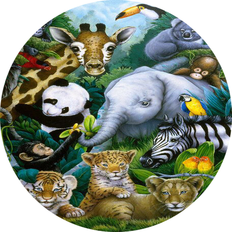 Customize Animals Photo Backdrop Cover Round Backdrop Birthday Party Circle Background Covers