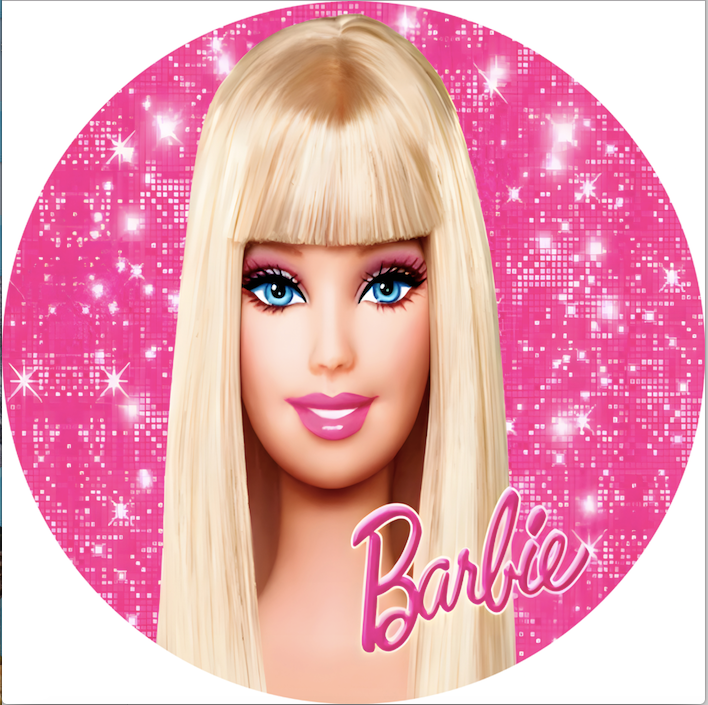 Arrière-plan rond rose personnalisé Barbie, couverture de fond circulaire pour fête d'anniversaire, couverture de plinthe cylindrique 