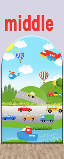 Cartoon Cars Photo Background Kids Birthday Cover Theme Arch Background Double Side Elastic Covers