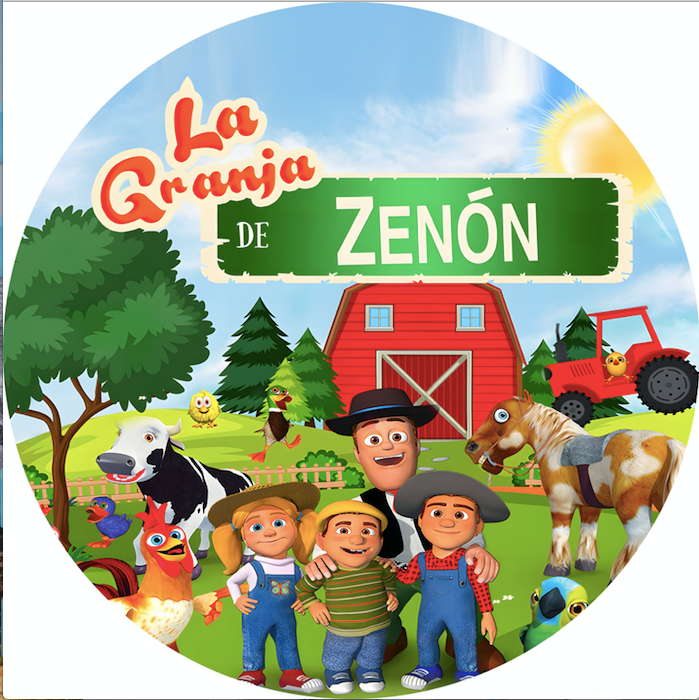Custom Name La Granja De Zenon Round Backdrop Boys Party Decor Farm Photo Background Elastic Round Table Cover