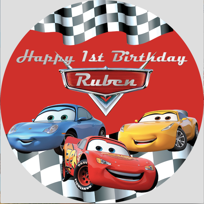 Customize Car Round Backdrop Kids Birthday Party Circle Background Covers