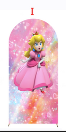 Customize Size Super Peach Amiibo Princess Photo Background Cover Arch Theme Round Background Double Side Elastic Covers