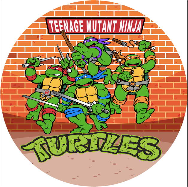 Customize Teenagers Mutants Ninja Turtles Photo Backdrop Cover Round Backdrop Birthday Party Circle Background Covers