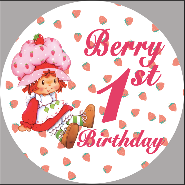Charlotte aux fraises, toile de fond ronde, cercle d'anniversaire pour filles, couverture de plinthe cylindrique 