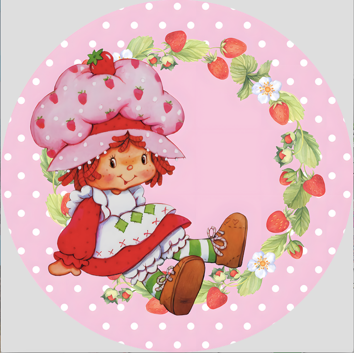 Strawberry Shortcake Round Backdrop Girls Photo Birthday Circle Background Cylinder Plinth Covers