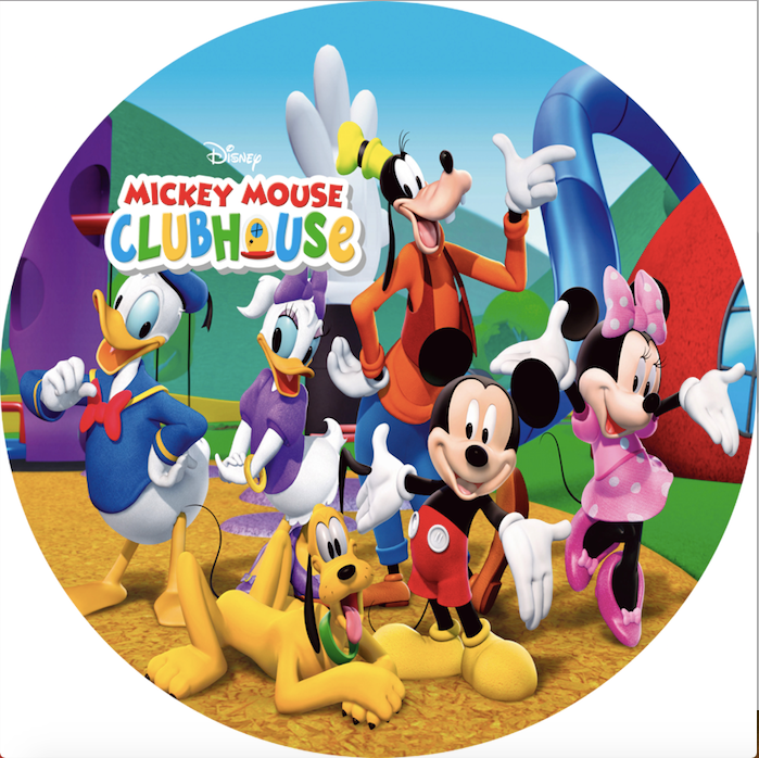 Personalizar el fondo redondo del ratón para niños, fondo circular de cumpleaños, cubiertas de zócalo cilíndrico para casa club 
