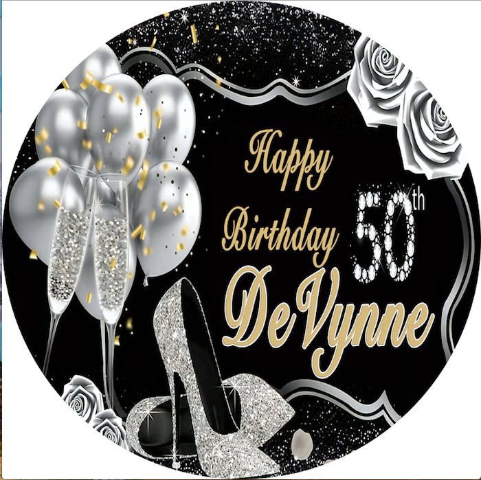Customize Name 50th Birthday Party Photo Backdrop Cover Round Backdrop Party Circle Background Covers