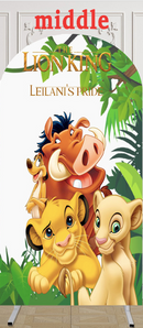 Arrière-plan de Photo du roi Lion personnalisé, couverture d'anniversaire pour enfants, arrière-plan d'arc à thème, couvertures élastiques Double face 