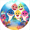 Customize Baby Shark Photo Backdrop Cover Kids Round Backdrop Party Circle Background Covers
