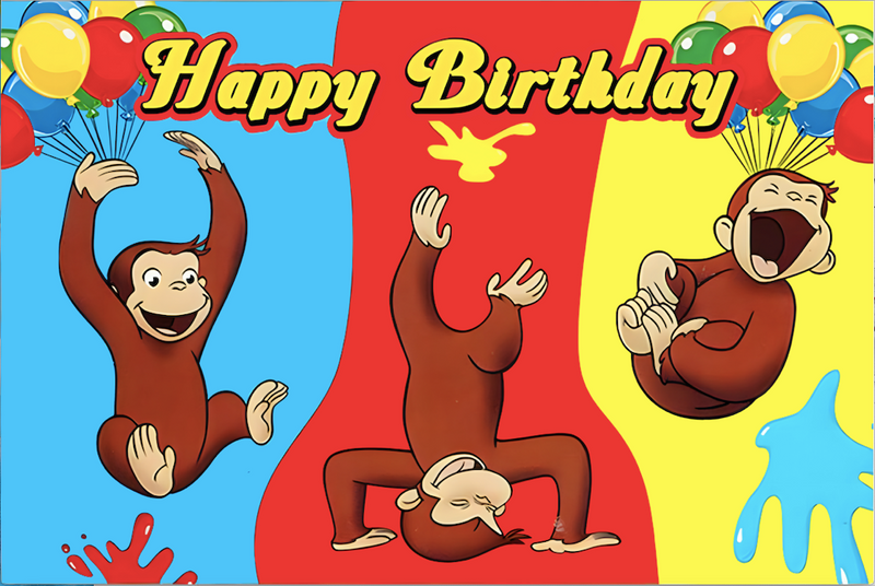 Customize Curious George Photography Backdrops Kids Birthday Background Party Backdrops Photo Studio