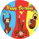 Customize Curious George Photo Backdrop Cover Boys Birthday Round Backdrop Party Circle Background Covers