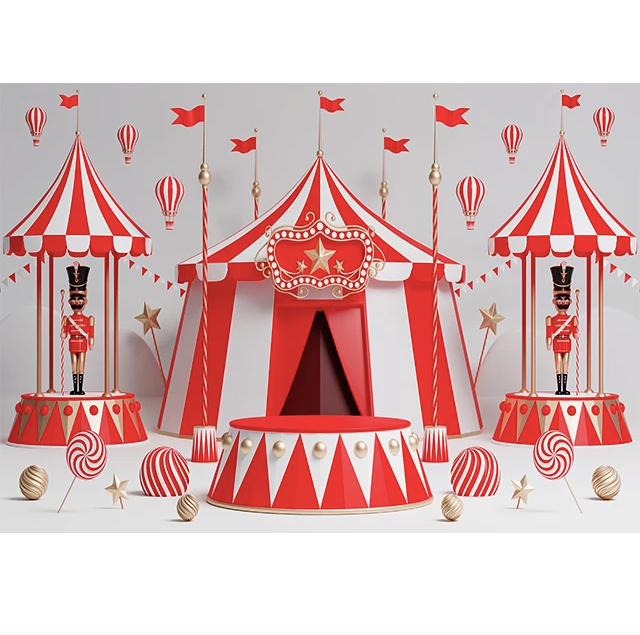 Customize Circus Theme Photography Backdrop Birthday Party Carnival Children Portrait Photo Background