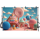 Photography Background Sweets Lollipop Candy House Candyland Girl Birthday Party Portrait Decor Photo Backdrop Studio