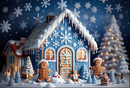 Photography Background Winter Gingerbread House Snowflake Xmas Party Kids Family Portrait Decor Backdrop Photo Studio