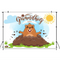 Custom Happy Groundhog Festival Background Cartoon Cute Sun Backdrop Photography Decoration