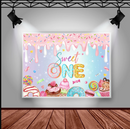 Custom Sweet One Year Birthday Party Decorations Newborn Shower Donut Cake Table Banner Studio Photography Background