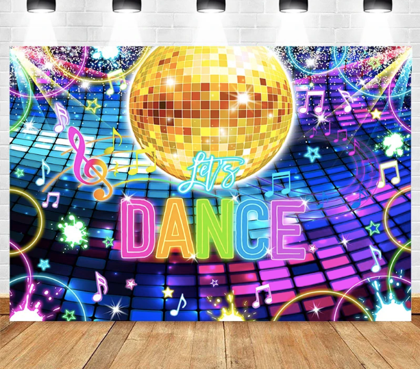 Custom Hip Hop Disco Music Photography Backdrops Let's Dance Happy Birthday Party Decor Background