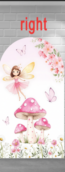 Customize Size Butterfly Mushroom Photo Background Pink Girls Birthday Party Cover Theme Arch Background Double Side Elastic Covers