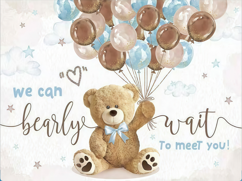 Customize Baby Shower Photo Backdrop Brown Bear Party Photography Backgrounds Banners