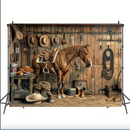 Custom Western Cowboy Background Polyester Banner Party Rural Barn Photography Background and Universal Holiday