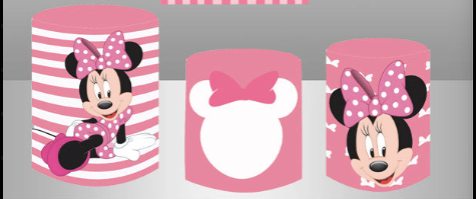 Custom Size Pink Girls Arch Photo Background Cover Minnie Mouse Arch Background Double Side Elastic Cover