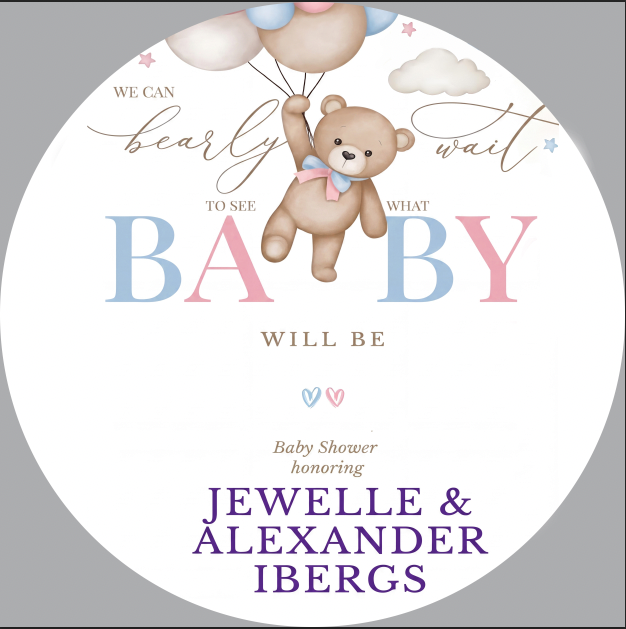 Custom Name Baby Shower Round Photo Backdrop Cover Circle Background