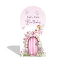 Custom Butterfly Mushroom Photo Backdrop Cover Pink Girls Birthday Party Arch Double Sides Elastic Covers