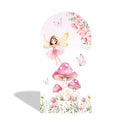 Custom Butterfly Mushroom Photo Backdrop Cover Pink Girls Birthday Party Arch Double Sides Elastic Covers