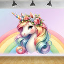 Customize Rainbow Unicorn Photo Backdrop Birthday Party Photography Backgrounds Banners