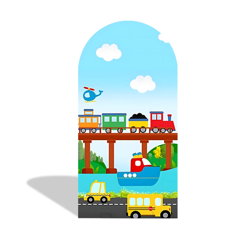 Cubierta de fondo de foto de melón de dibujos animados de tamaño personalizado fondo de arco temático cubiertas elásticas de doble cara