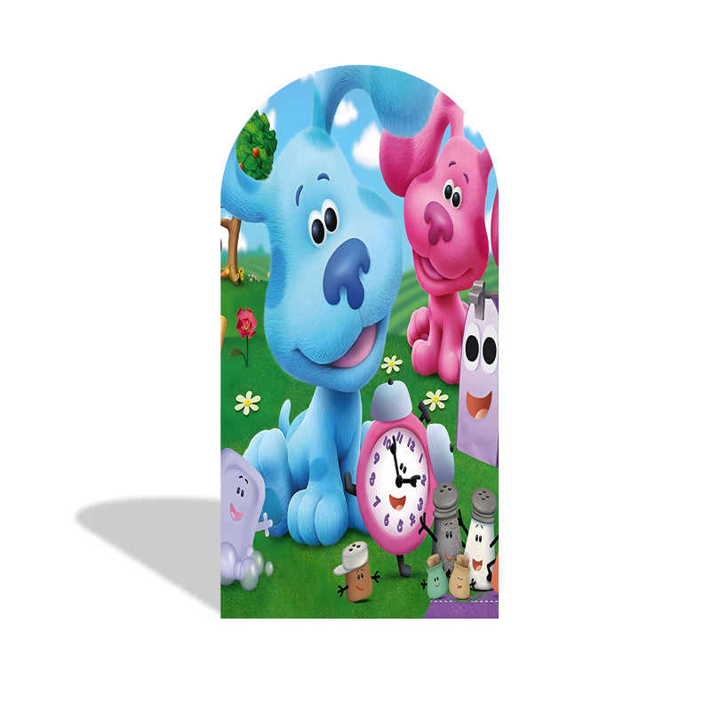 Fondo de fotos de cumpleaños de Blues Clues personalizable Arco temático Chiara Fundas elásticas de doble cara
