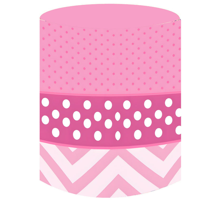 Toile de fond ronde personnalisée pour bébés filles, couverture de plinthe de cylindre de fond de cercle de fête d'anniversaire rose 