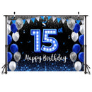 Custom 15th Happy Birthday Background Banner Balloons Party Photography Backdrop