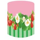 Fondo redondo de Tarta de Fresa, fondo circular de cumpleaños para niñas, cubiertas de pedestal cilíndricas 