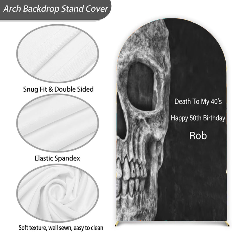 Customize Skeleton Birthday Photo Background Arch Chiara Skull Background Double Side Elastic Covers