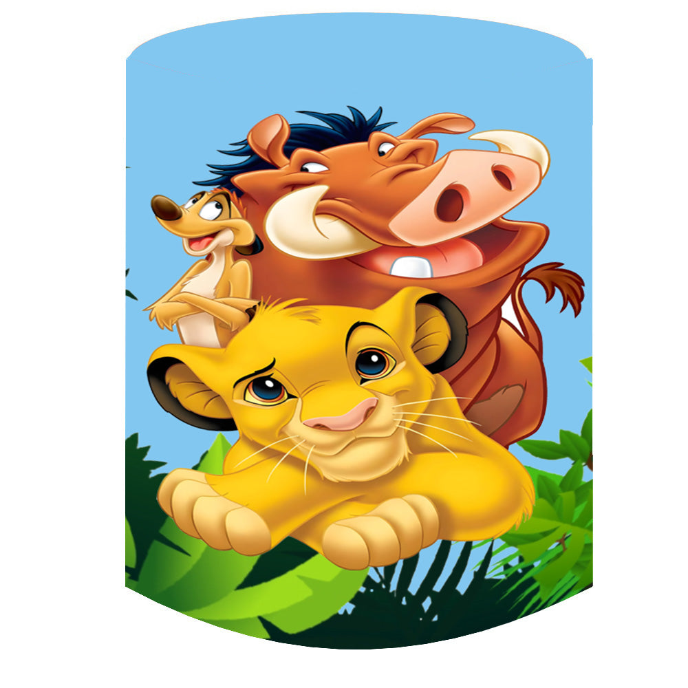 Customize The Lion King Round Backdrop Kids Birthday Circle Background Cylinder Plinth Covers
